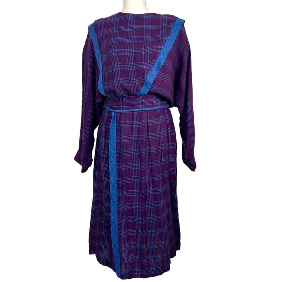 Vintage 80s Rabbit Rabbit Rabbit Windowpane Dress Boho Prairiecore - Picture 1 of 8